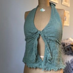 Tie front halter top